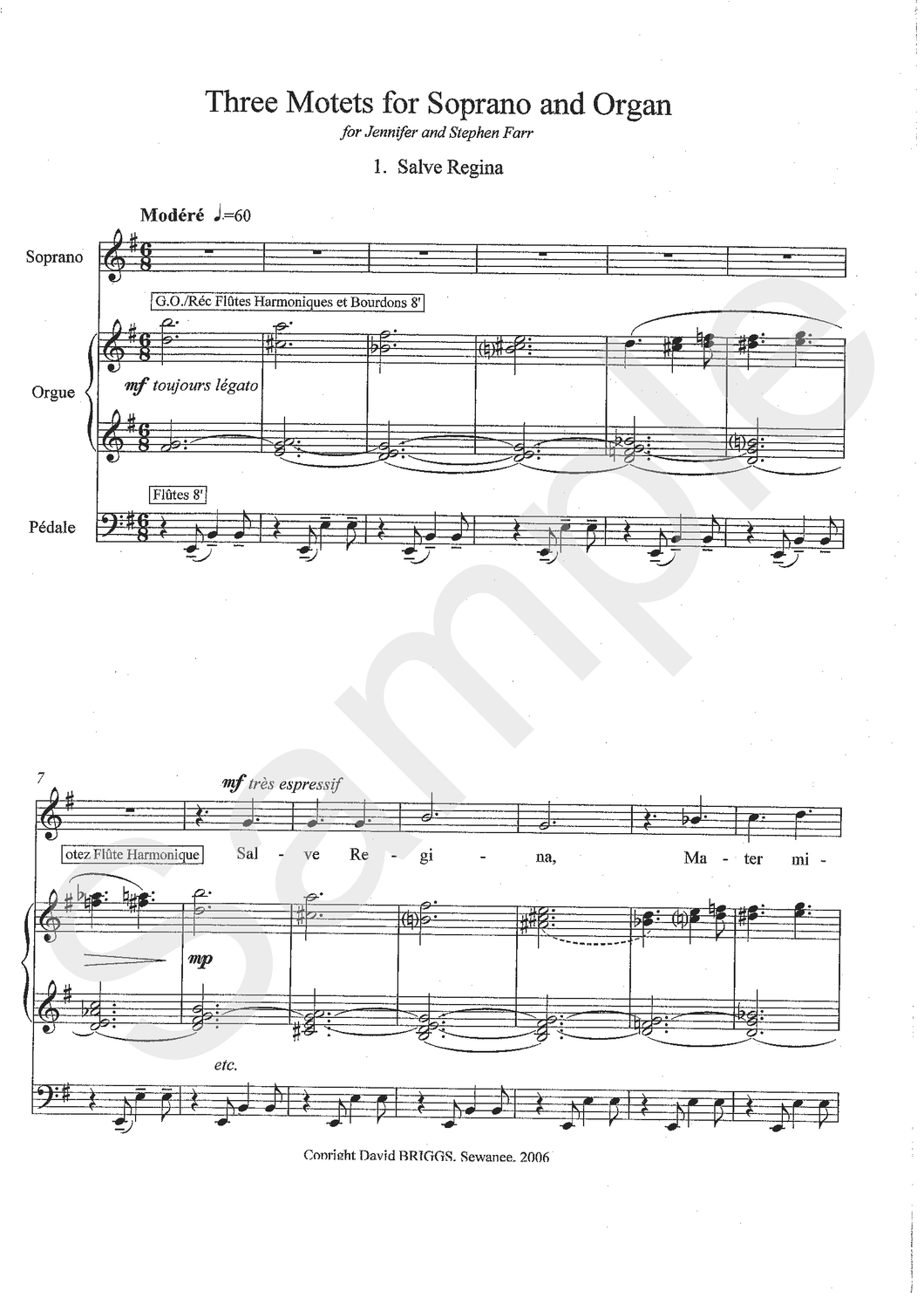 Three Motets for Soprano and Organ